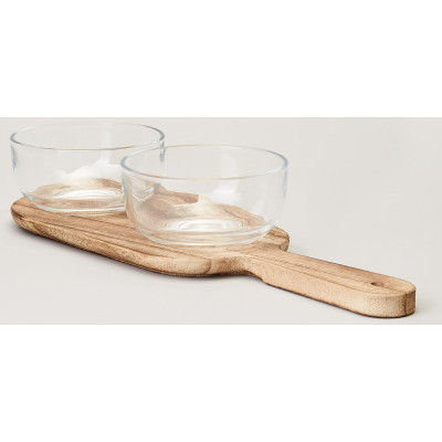 Менажница 2-х секционная на деревянной подставке 350 мл LEFARD 172-166-1