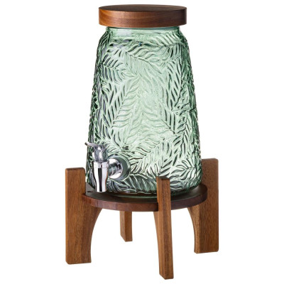 Диспенсер для напитков flora green 3,5 л на деревенной подставке (акация) LEFARD 172-190