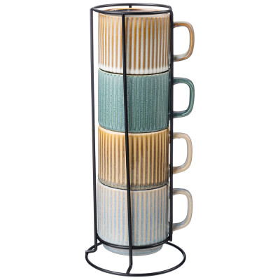 Набор кружек из 4 шт. 270 мл на металлической подставке LEFARD 191-319