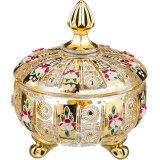 Конфетница с крышкой " GOLD GLASS" диаметр=12 см. высота=14 см. (кор=24шт.) LEFARD 195-103