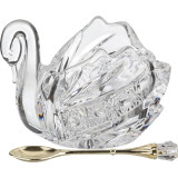 Икорница "ЛЕБЕДЬ MUZA CRYSTAL" 11*7 см. высота=8,5 см. с ложкой (кор=48шт.) LEFARD 195-112