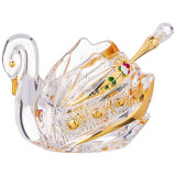 Икорница "ЛЕБЕДЬ GOLD GLASS" 11*7 см. высота=8,5 см. с ложкой (кор=48шт.) LEFARD 195-123