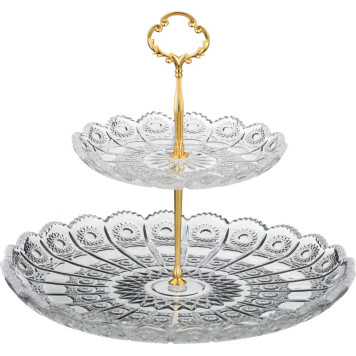 Фруктовница 2-х ярусная "MUZA CRYSTAL" диаметр=18/30 см. высота=28,5 см. (кор=6шт.) LEFARD 195-135