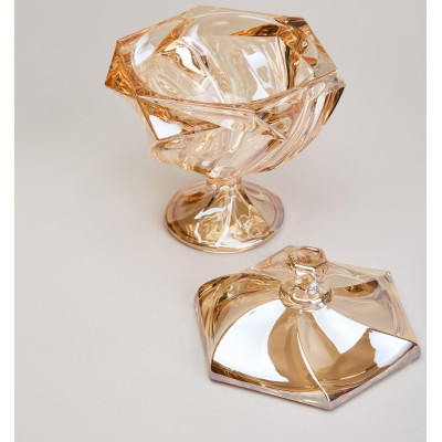 Блюдо с крышкой на ножке "BOHEMA" amber диаметр=17 см высота=15,5 см LEFARD 195-227-5