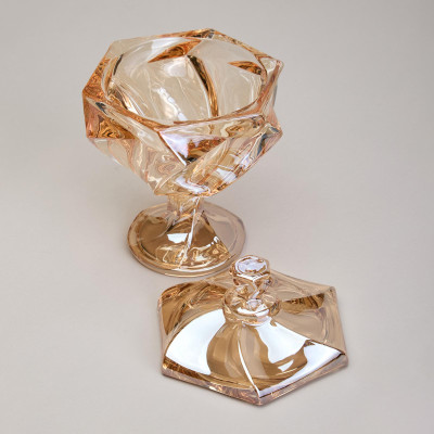Блюдо с крышкой на ножке "BOHEMA" amber диаметр=11,5 см высота=16,5 см LEFARD 195-233-4