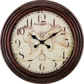 Часы настенные кварцевые "WORLD MAP" 50*50*5 см.диаметр циферблата=39 см.(кор=4шт.) LEFARD 220-195