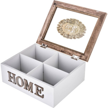 Шкатулка для чая с 4 секциями коллекция "HOME" 20*17*8 см (кор=16 шт.) LEFARD 222-694-1