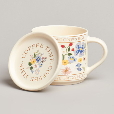 Кружка с крышкой spring FLOWERS 390мл. (кор=24шт.) LEFARD 260-1035-1