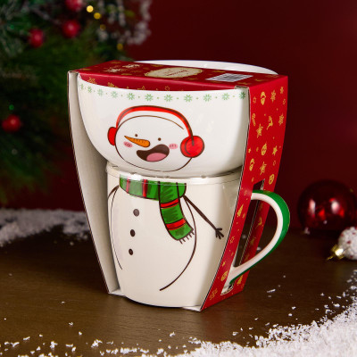 Набор посуды "СНЕГОВИК" 2 пр. (кружка 360мл, салатник 500мл) LEFARD 260-1066-1