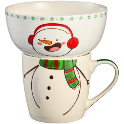 Набор посуды "СНЕГОВИК" 2 пр. (кружка 360мл, салатник 500мл) LEFARD 260-1066-2