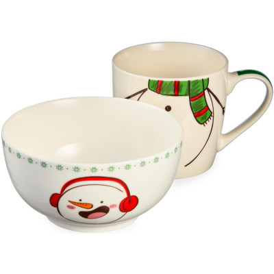 Набор посуды "СНЕГОВИК" 2 пр. (кружка 360мл, салатник 500мл) LEFARD 260-1066-3