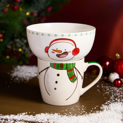 Набор посуды "СНЕГОВИК" 2 пр. (кружка 360мл, салатник 500мл) LEFARD 260-1066