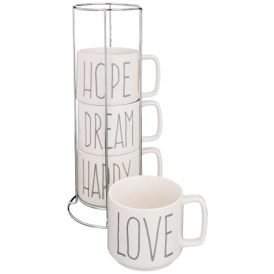 Набор кружек 350 мл на подставке из 4 шт. (кор=8набор.) LEFARD 260-472