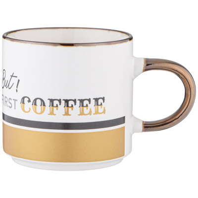 Кружка "BUT FIRST COFFEE" 390 мл белая LEFARD 260-970