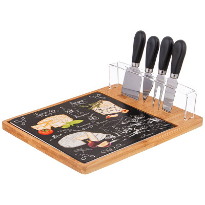 Набор для сыра "СЕКРЕТНЫЕ ИНГРЕДИЕНТЫ" 5 предметов черный 28*23 см (кор=12наб.) LEFARD 263-1180