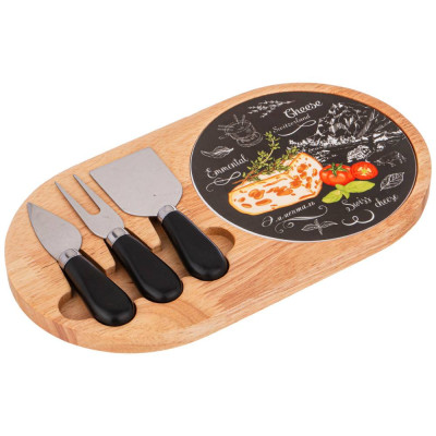 Набор для сыра "СЕКРЕТНЫЕ ИНГРЕДИЕНТЫ" 4 предмета черный 30*17*2,5 см (кор=12наб.) LEFARD 263-1185-1