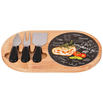 Набор для сыра "СЕКРЕТНЫЕ ИНГРЕДИЕНТЫ" 4 предмета черный 30*17*2,5 см (кор=12наб.) LEFARD 263-1185