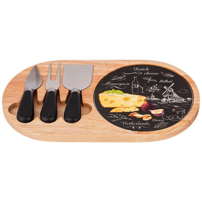 Набор для сыра "СЕКРЕТНЫЕ ИНГРЕДИЕНТЫ" 4 предмета черный 30*17*2,5 см (кор=12наб.) LEFARD 263-1186