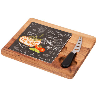 Набор для сыра "СЕКРЕТНЫЕ ИНГРЕДИЕНТЫ" 2 предмета черный 25*20*2,5 см (кор=12наб.) LEFARD 263-1187