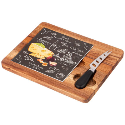 Набор для сыра "СЕКРЕТНЫЕ ИНГРЕДИЕНТЫ" 2 предмета черный 25*20*2,5см (кор=12наб.) LEFARD 263-1188