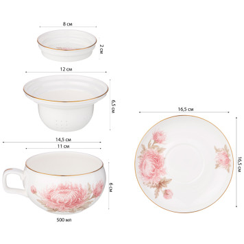 Чайный набор "АСТРА" на 1 пер. 4 пр. 450 мл (кор=24наб.) LEFARD 264-1023-1