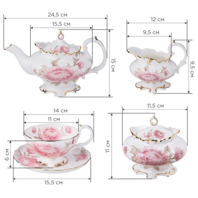 Чайный сервиз "АСТРА" на 6 пер. 15 пр. 800/350/200/250 мл (кор=2наб.) LEFARD 264-1049-1