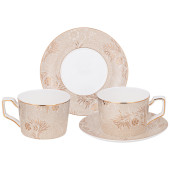 Чайный набор "ЗОЛОТЫЕ УЗОРЫ" на 2 пер. 4 пр. 280 мл (кор=12наб.) LEFARD 264-1169