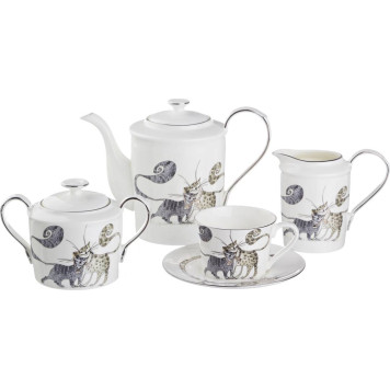 Чайный сервиз "КОТИКИ" на 6 пер. 15 пр. 1000/400/350/200 мл (кор=2набор.) LEFARD 264-295