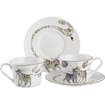 Чайный набор "КОТИКИ" на 2 пер. 4 пр. 200 мл (кор=12набор.) LEFARD 264-400