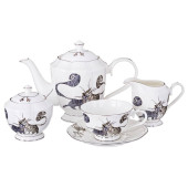 Чайный сервиз на 6 персон 15 пр. "КОТИКИ" 1000/600/300/250 мл (кор=2набор.) LEFARD 264-864