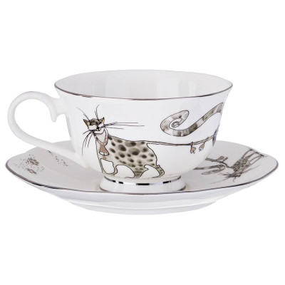 Чайный сервиз на 6 персон 15 пр. "КОТИКИ" 1000/600/300/250 мл (кор=2набор.) LEFARD 264-864-2
