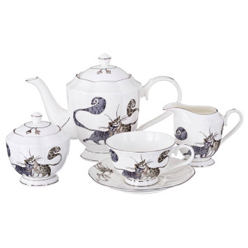 Чайный сервиз на 6 персон 15 пр. "КОТИКИ" 1000/600/300/250 мл (кор=2набор.) LEFARD 264-864