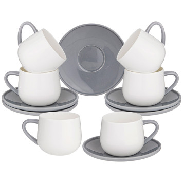 Чайный набор на 6 пер. 12 пр. 250 мл серый (кор=6наб.) LEFARD 264-972