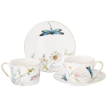 Чайный набор "СТРЕКОЗА" на 2 пер. 4 пр. 250 мл (кор=12наб.) LEFARD 275-1015