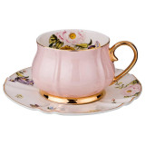 Чайная пара "ВРЕМЕНА ГОДА" 200 мл розовая (кор=24набор.) LEFARD 275-1081