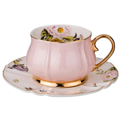 Чайная пара "ВРЕМЕНА ГОДА" 200 мл розовая (кор=24набор.) LEFARD 275-1081