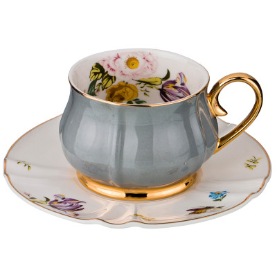 Чайная пара "ВРЕМЕНА ГОДА" 200 мл серая (кор=24набор.) LEFARD 275-1082