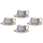 Чайный набор "ВРЕМЕНА ГОДА" на 4 пер. 8 пр. 200 мл серый (кор=8наб.) LEFARD 275-1171