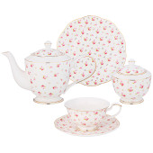 Чайный сервиз "SONNET IN ROSES" на 6 пер. 20 пр. 1100/300/270 мл/20,5 см (кор=2наб.) LEFARD 275-1258