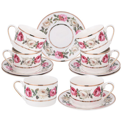 Чайный набор "MELODY OF ROSES" на 6 пер. 12 пр. 250 мл (кор=6наб.) LEFARD 275-1268