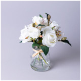 Букет искусственных цветов в круглой вазе высота= 16см (мал=8шт./кор=64шт.) LEFARD 287-547