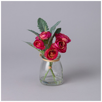 Букет искусственных цветов в круглой вазе высота= 16см (мал=8шт./кор=64шт.) LEFARD 287-548