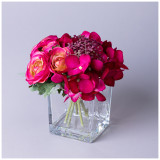 Букет искусственных цветов в квадратной вазе высота= 16см (мал=8шт./кор=24шт.) LEFARD 287-550