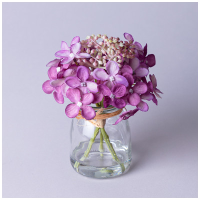 Букет искусственных цветов в круглой вазе высота= 14см (мал=8шт./кор=64шт.) LEFARD 287-553