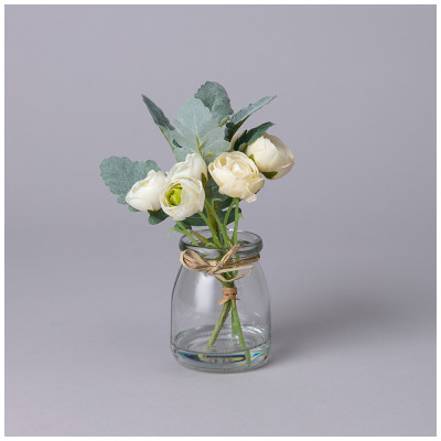 Букет искусственных цветов в круглой вазе высота= 16см (мал=8шт./кор=64шт.) LEFARD 287-556