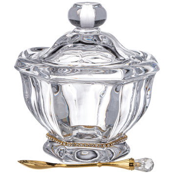 Банка для меда "РУБЛЕВКА" 250 мл. 12.5*12.5 см. высота=14 см. + ложка. коллекция "MUZA" (кор=8шт.) LEFARD 355-096