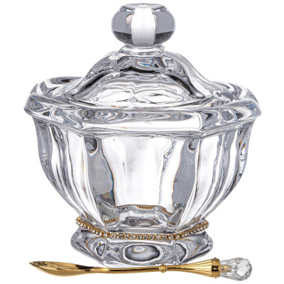 Банка для меда "РУБЛЕВКА" 250 мл. 12.5*12.5 см. высота=14 см. + ложка. коллекция "MUZA" (кор=8шт.) LEFARD 355-096