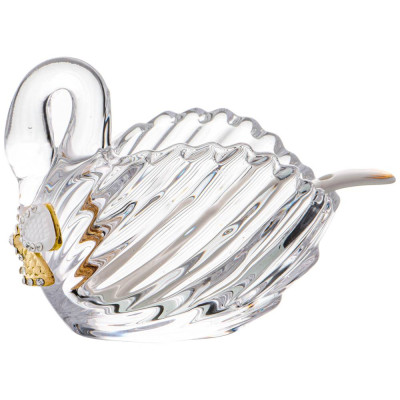 Икорница "ЛЕБЕДЬ VENEZIA" с ложкой 95 мл. 11*6*9,5 см. коллекция "MUZA" (кор=24шт.) LEFARD 355-099-1