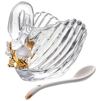 Икорница "ЛЕБЕДЬ VENEZIA" с ложкой 95 мл. 11*6*9,5 см. коллекция "MUZA" (кор=24шт.) LEFARD 355-099