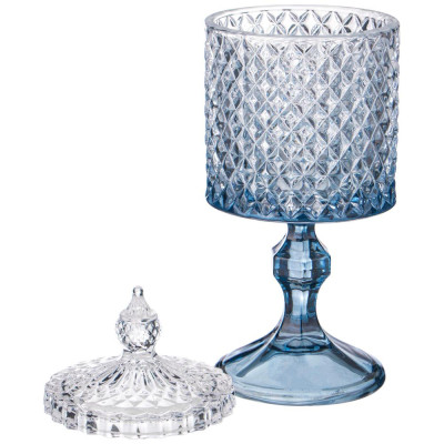 Емкость для хранения на ножке "DIAMANT BLUE" 8,5*8,5*23см LEFARD 355-313-1